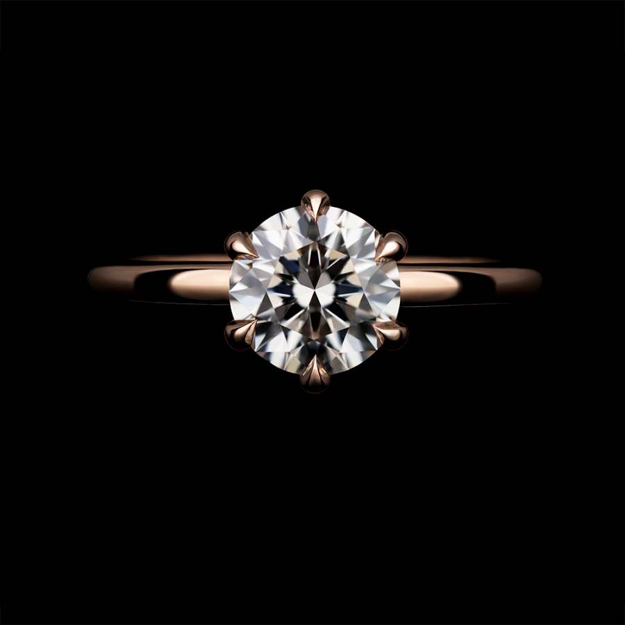 Classic 6-prong solitaire diamond ring on rose gold