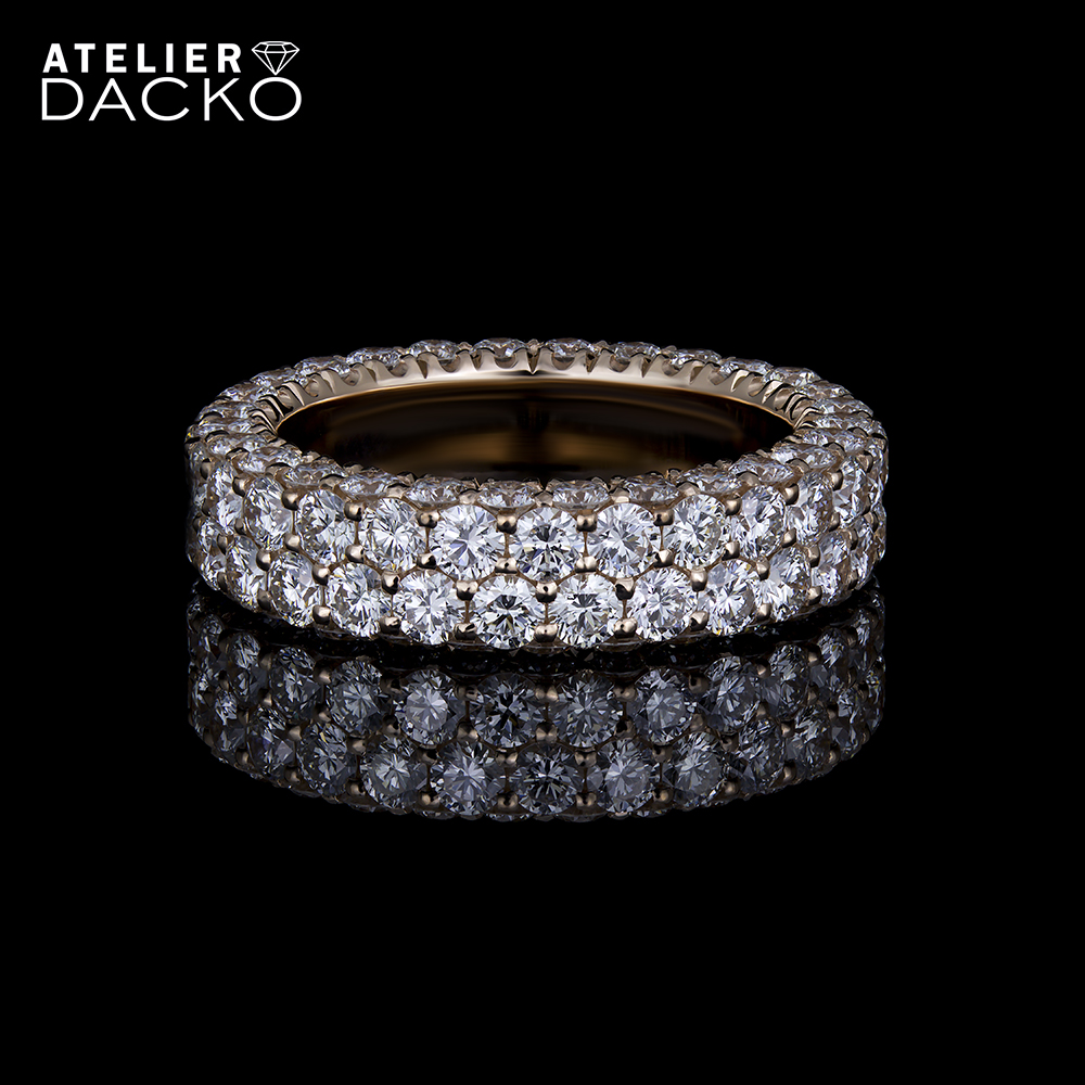 Two Row Three Sided Pave Eternity Ring