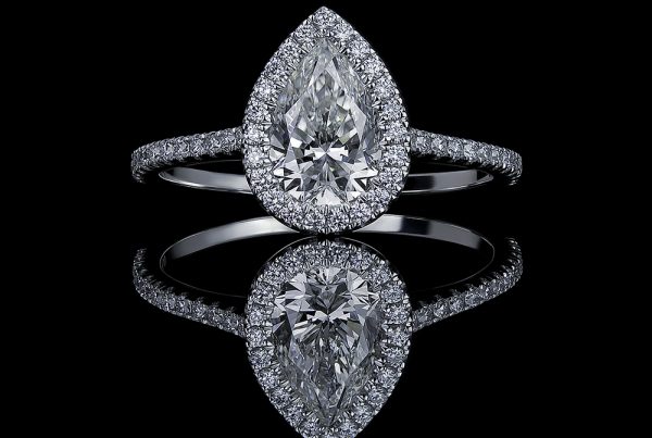Clawless Halo Pear Shape Diamond Engagement Ring