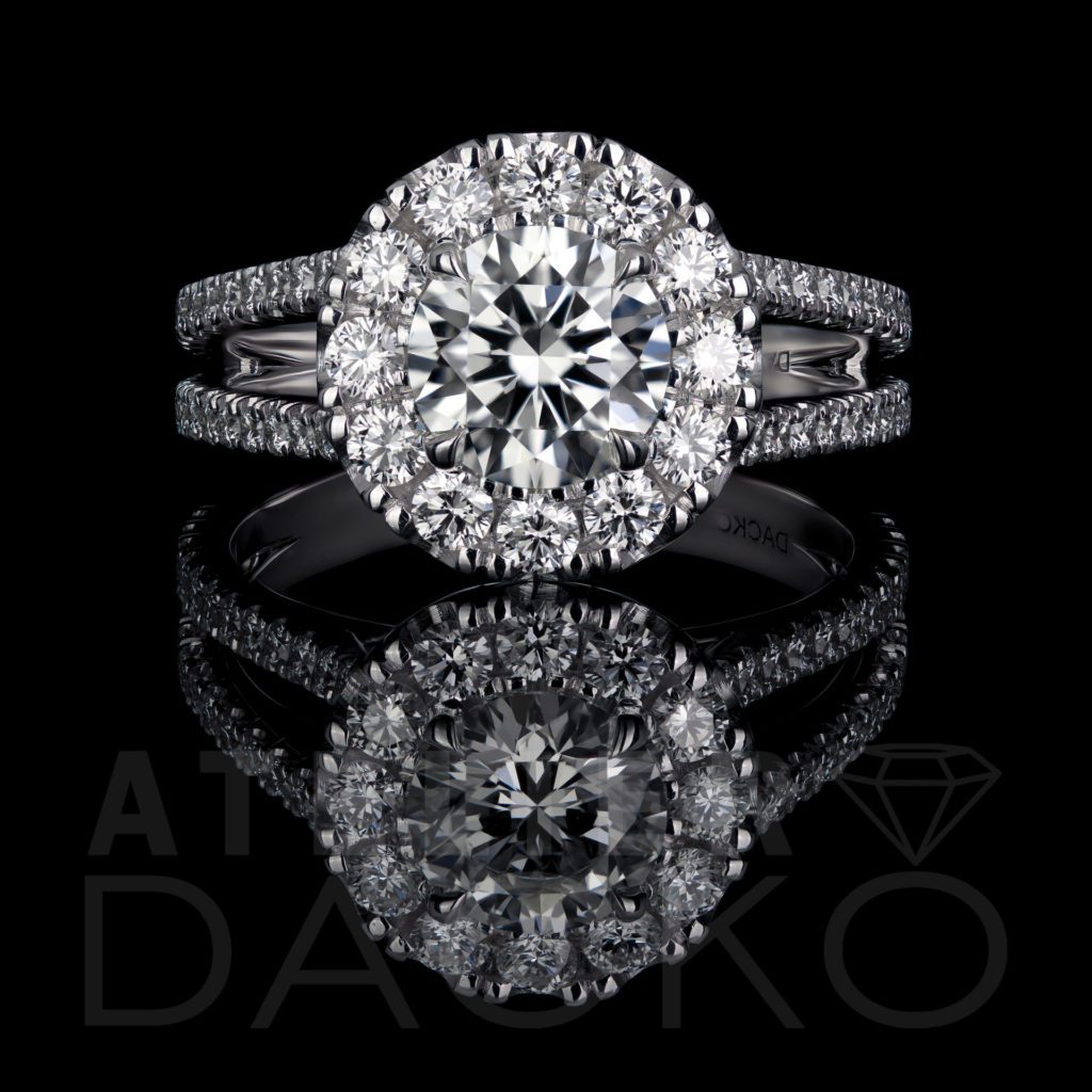 Front Facing .25 CT Round Diamond Engagement Ring with Oversized Halo