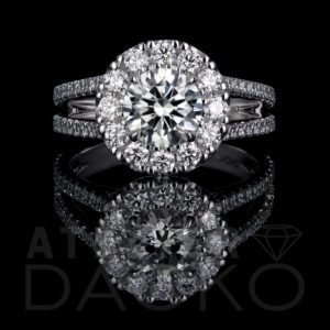 AD009 - 1.25 CT Round Diamond Engagement Ring with Oversized Halo - 1