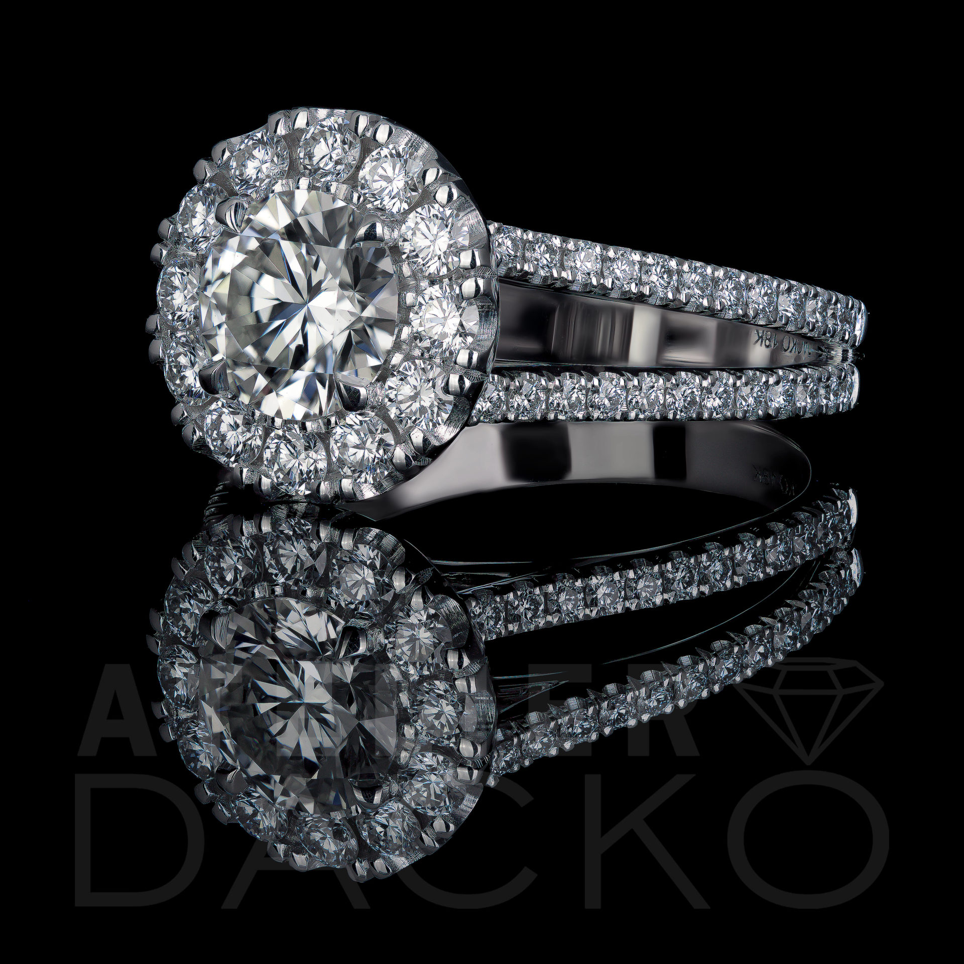 Side Facing .25 CT Round Diamond Engagement Ring with Oversized Halo