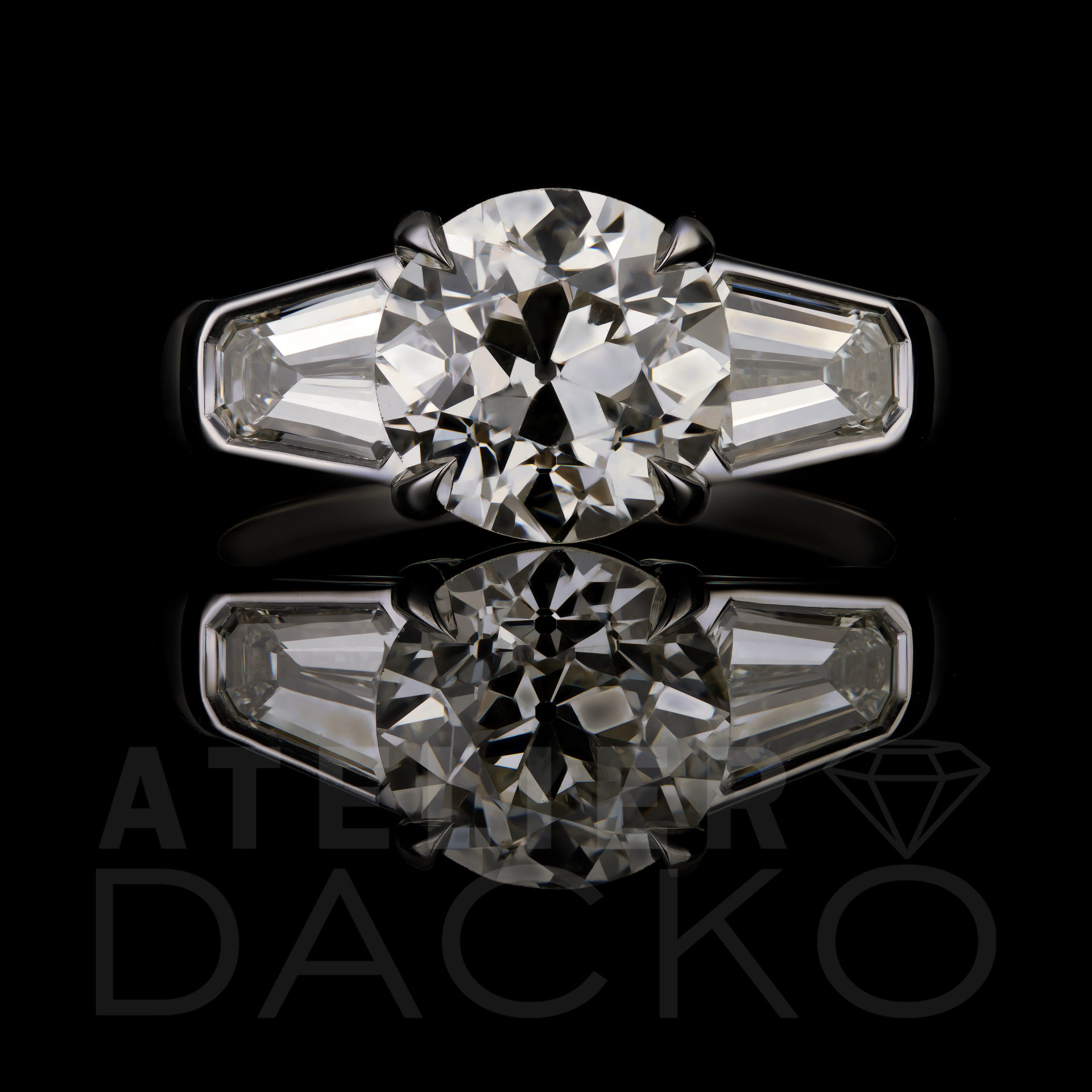 Front Facing 1.91 CT Vintage Inspired Old European Cut Diamond Ring