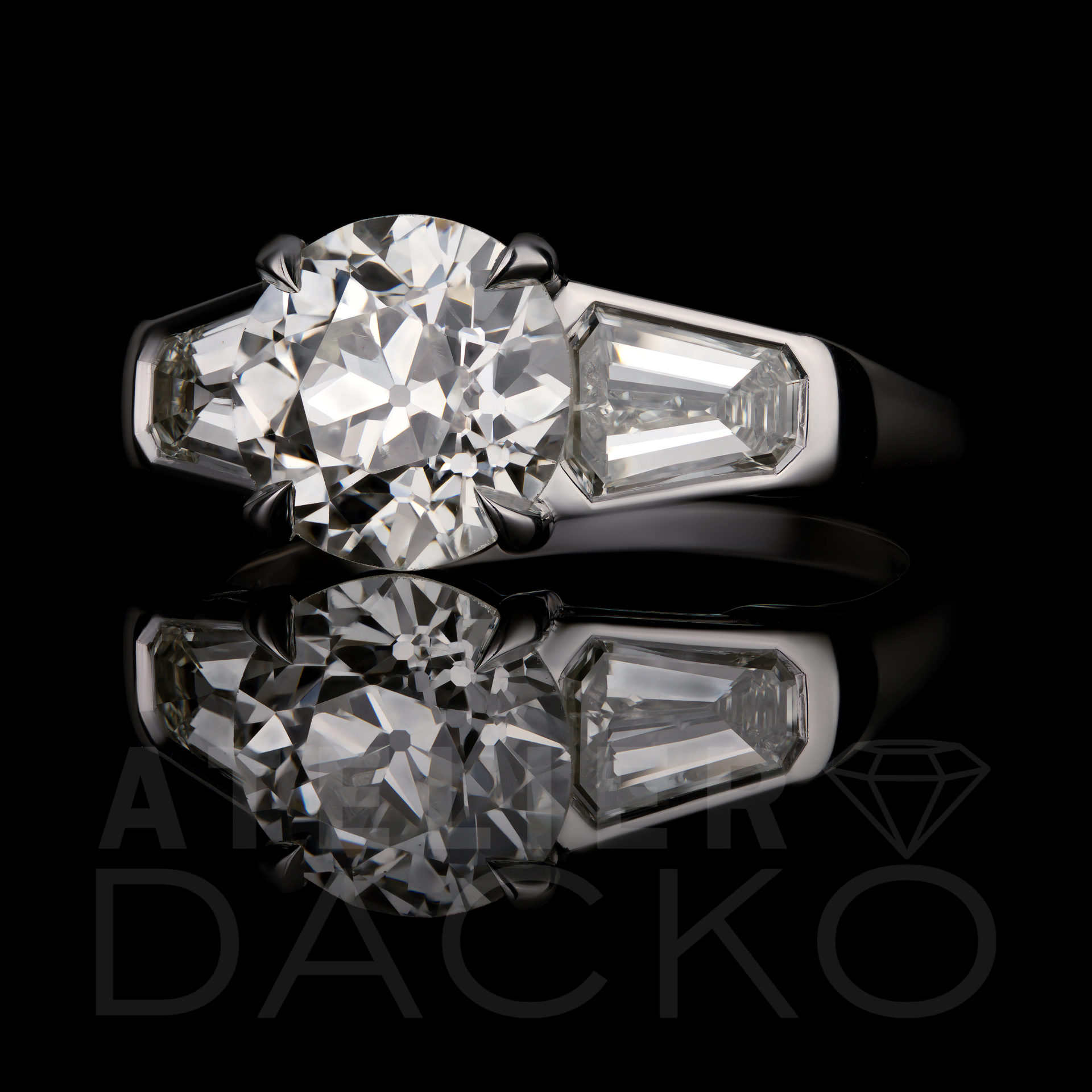 Side Facing 1.91 CT Vintage Inspired Old European Cut Diamond Ring