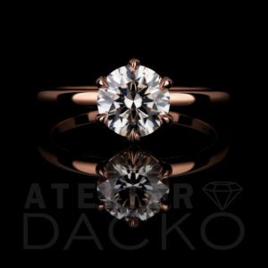 AD014 - 0.96 CT Round Diamond Solitaire Engagement Ring in Rose Gold - 1
