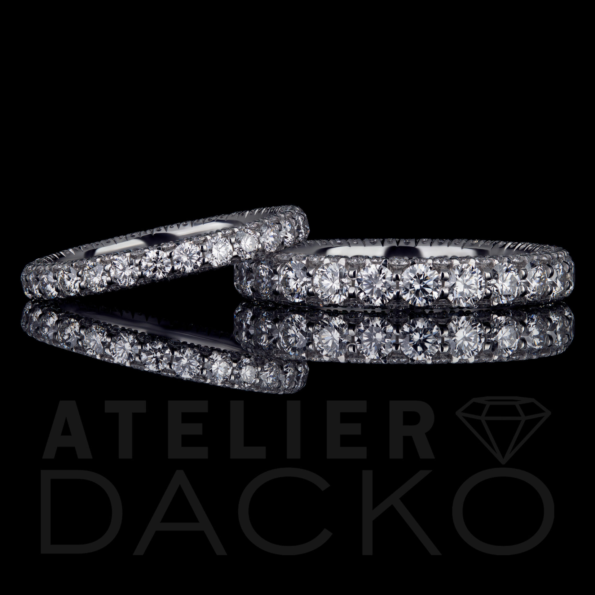 AD015 - His and Hers 3-Sided Diamond Wedding Bands - 1