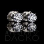 Side Facing 1.40 CT Brilliant Cut Diamond Platinum Stud Earrings