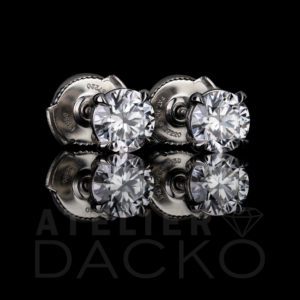 Side Facing 1.40 CT Brilliant Cut Diamond Platinum Stud Earrings