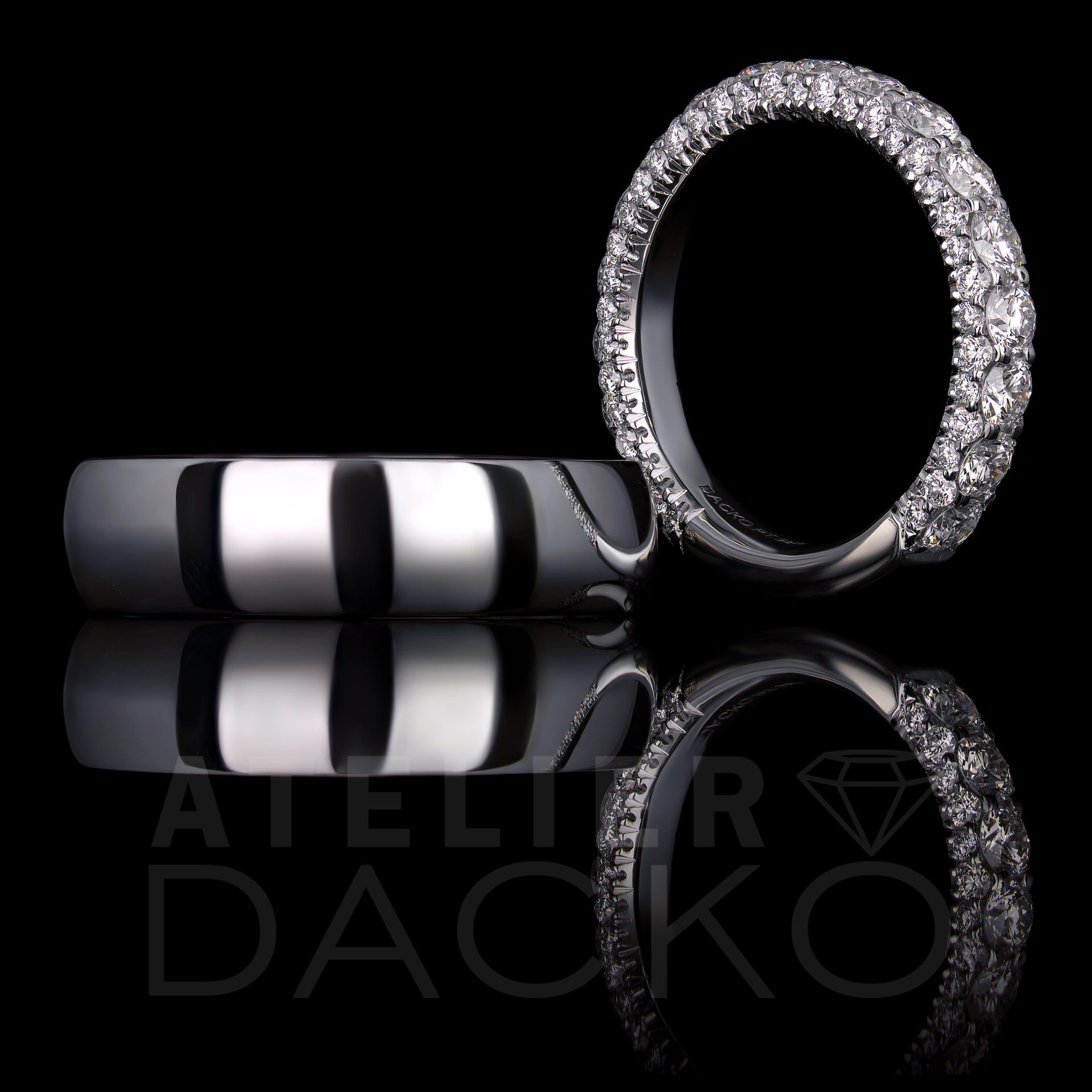 AD029 - His and Hers Classic Platinum Wedding Band Set - 1