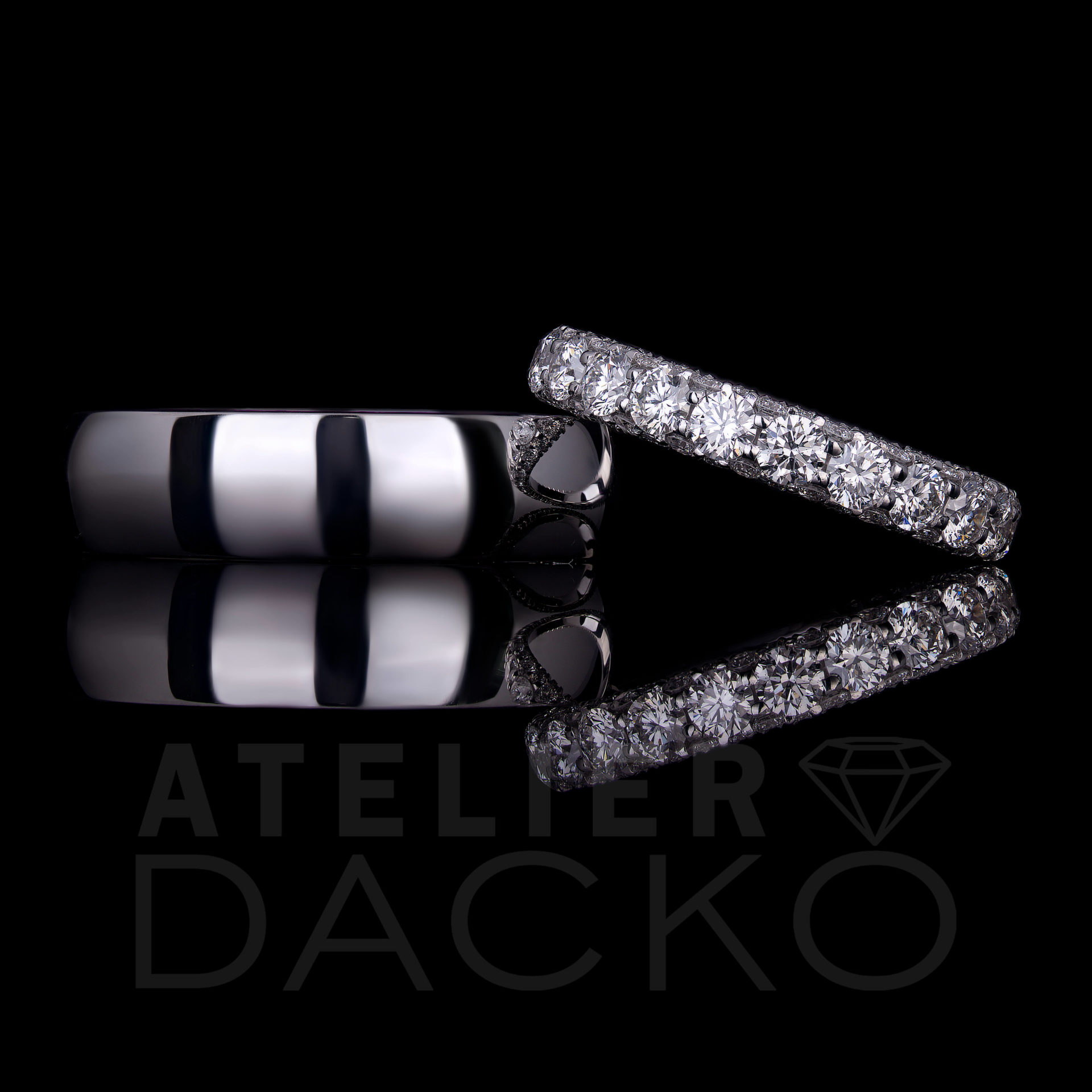 AD029 - His and Hers Classic Platinum Wedding Band Set - 2