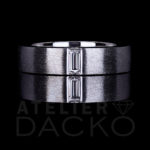 Front Facing Men's Wedding Band with 0.20 CT Diamond Baguette Accent