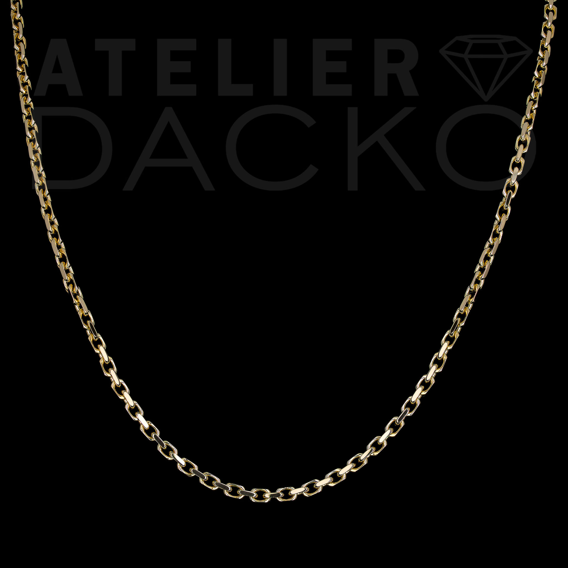 AD032 - 3 MM HermesOdin Link Chain in Yellow Gold - 1
