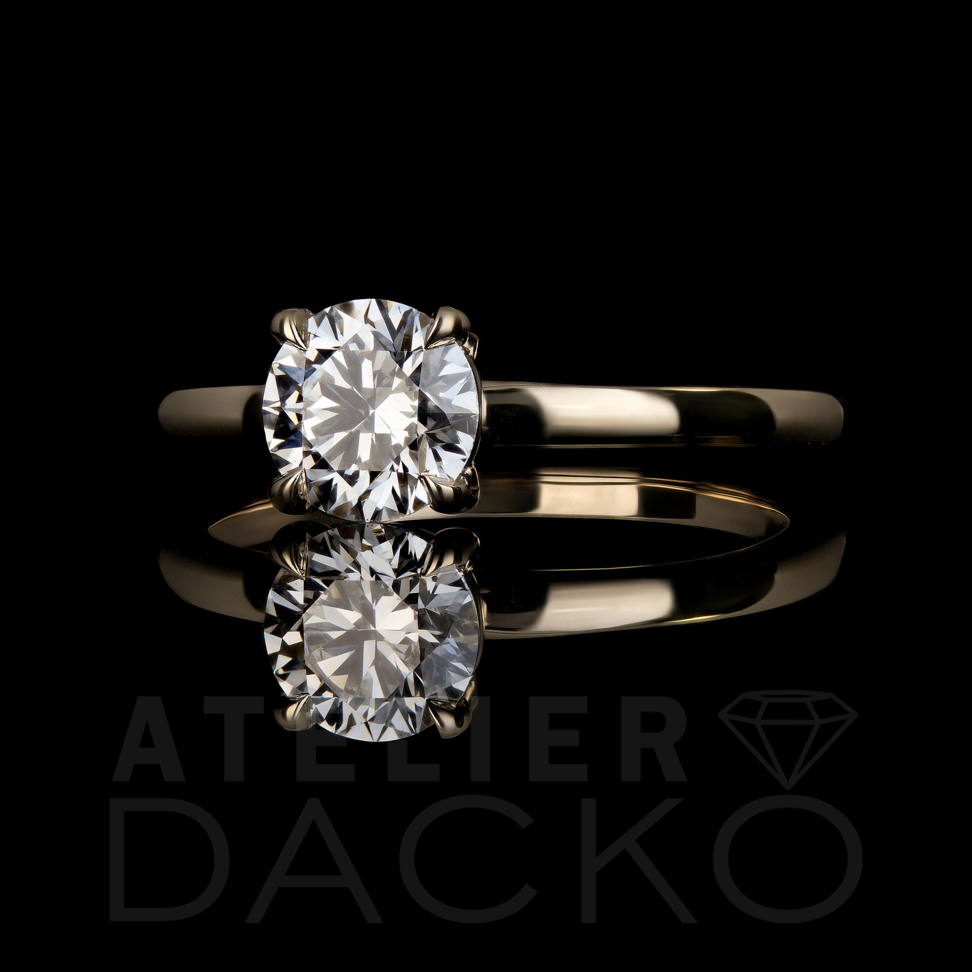 Side Facing 0.60 CT Round Diamond Solitaire Engagement Ring in Yellow Gold
