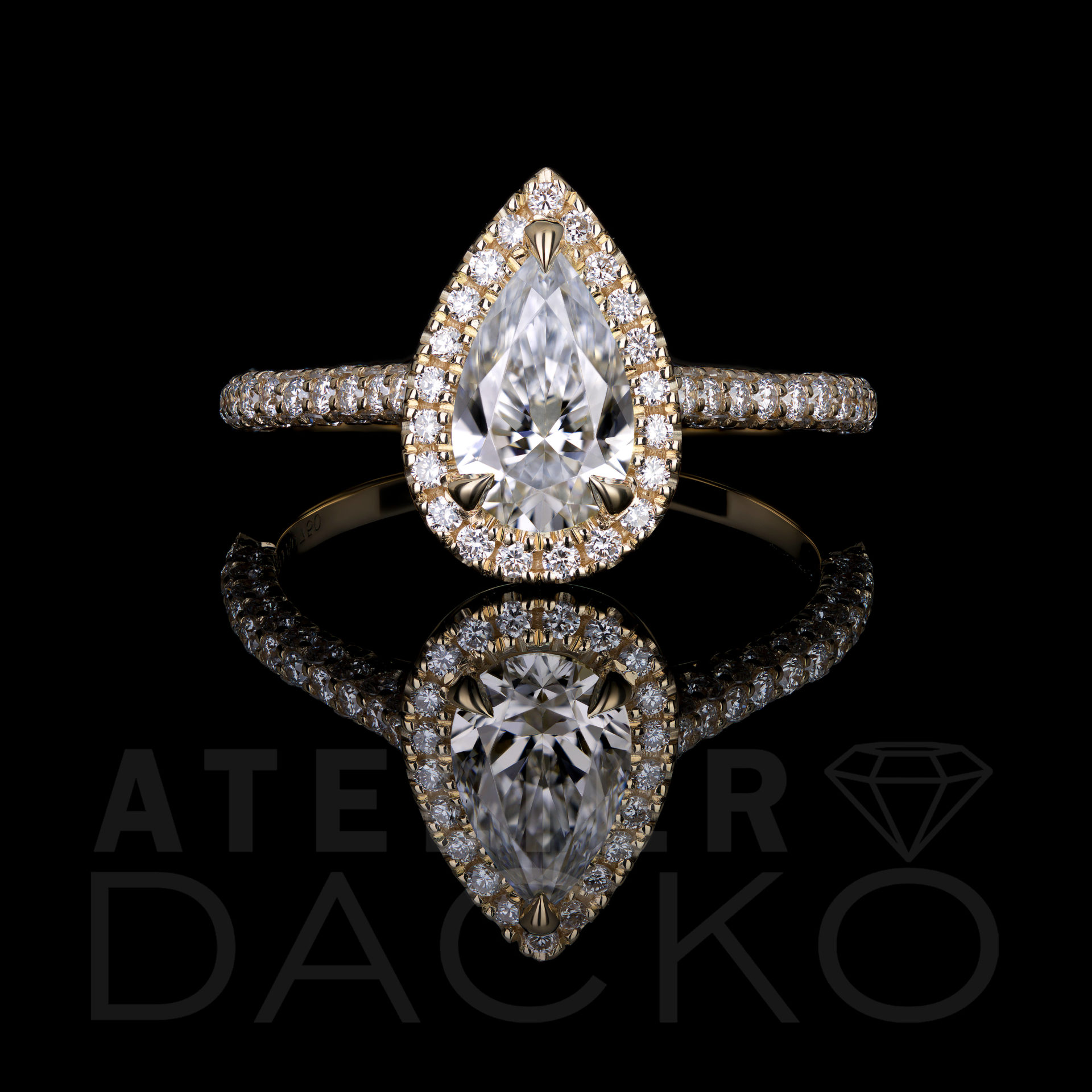 AD035 - 1.00 CT Pear Shape Diamond Engagement Ring with 3 Sided Shank -1