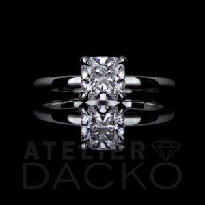 Front Facing 1.15 CT Solitaire Cushion Cut Diamond Engagement Ring