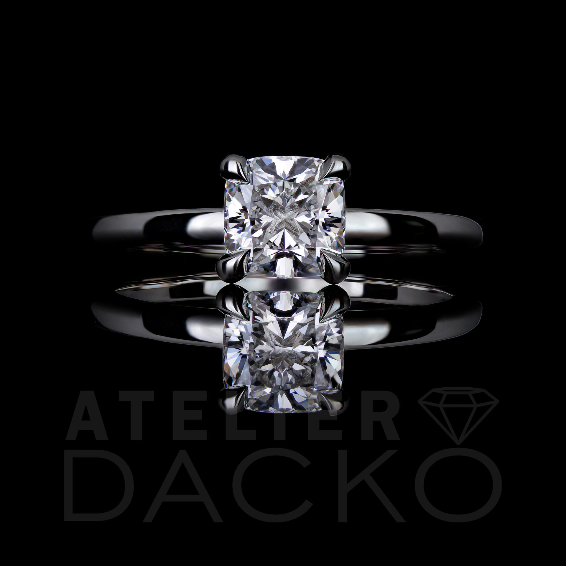 AD039 - 1.15 CT Solitaire Cushion Cut Diamond Engagement Ring - 1