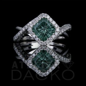 Front Facing 1.55 CT Green Montana Sapphire Ring with Twist Shank