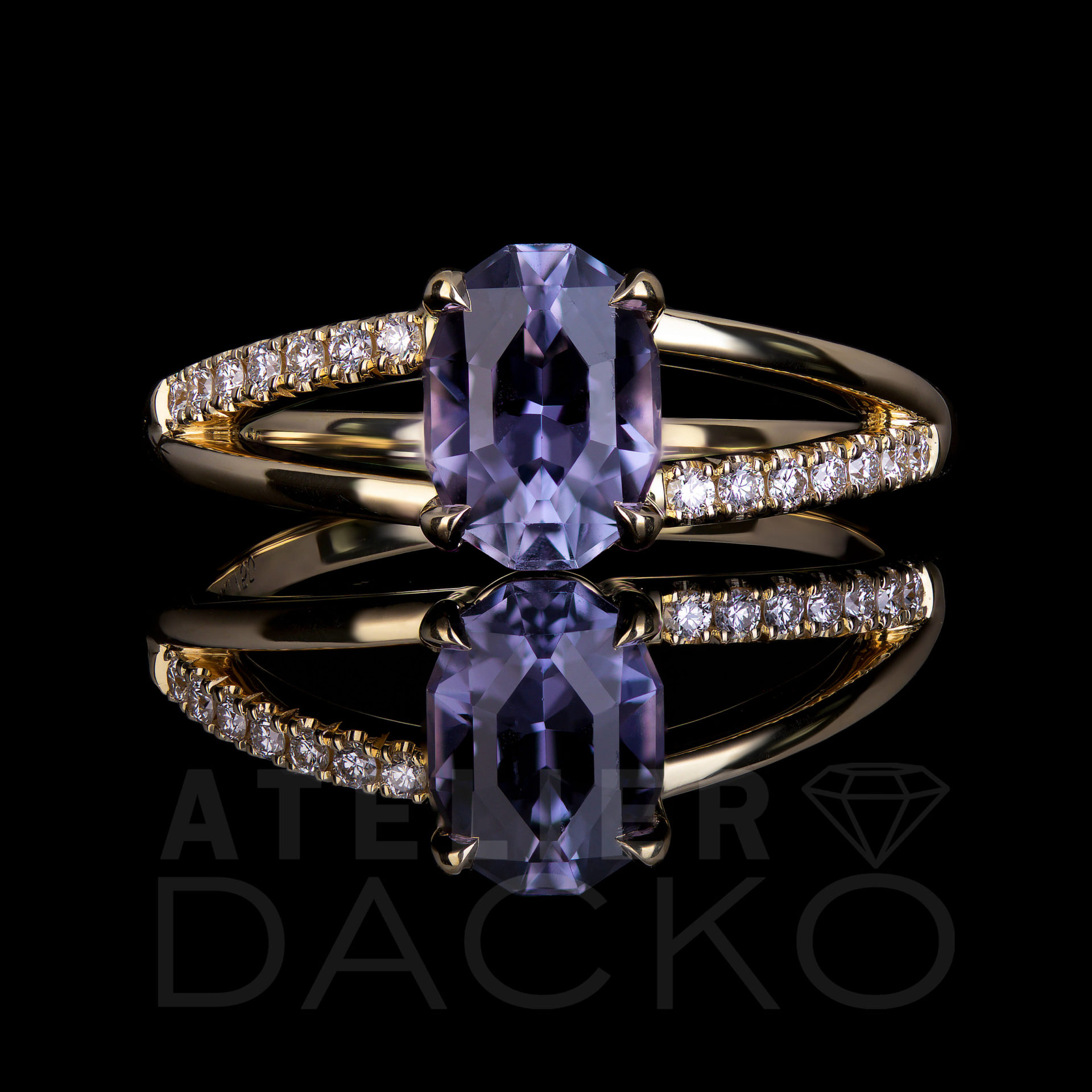 AD043 - 1.10 CT Oval Purple Sapphire Engagement Ring with Split Shank - 1