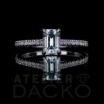 Front Facing 0.90 CT Emerald Cut White Sapphire Engagement Ring