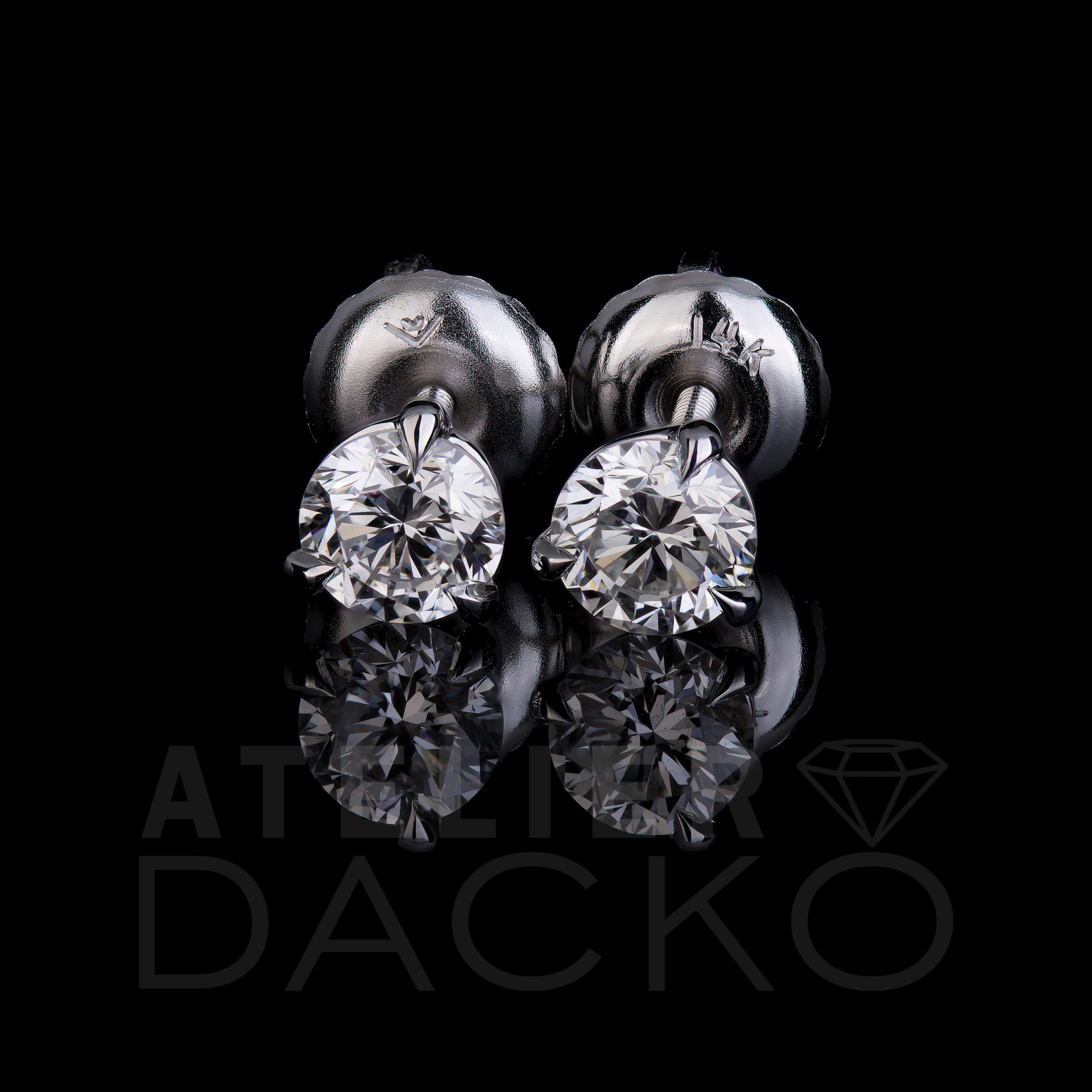 AD047 - 0.50 CT Round Diamond Martini Earring Studs - 1