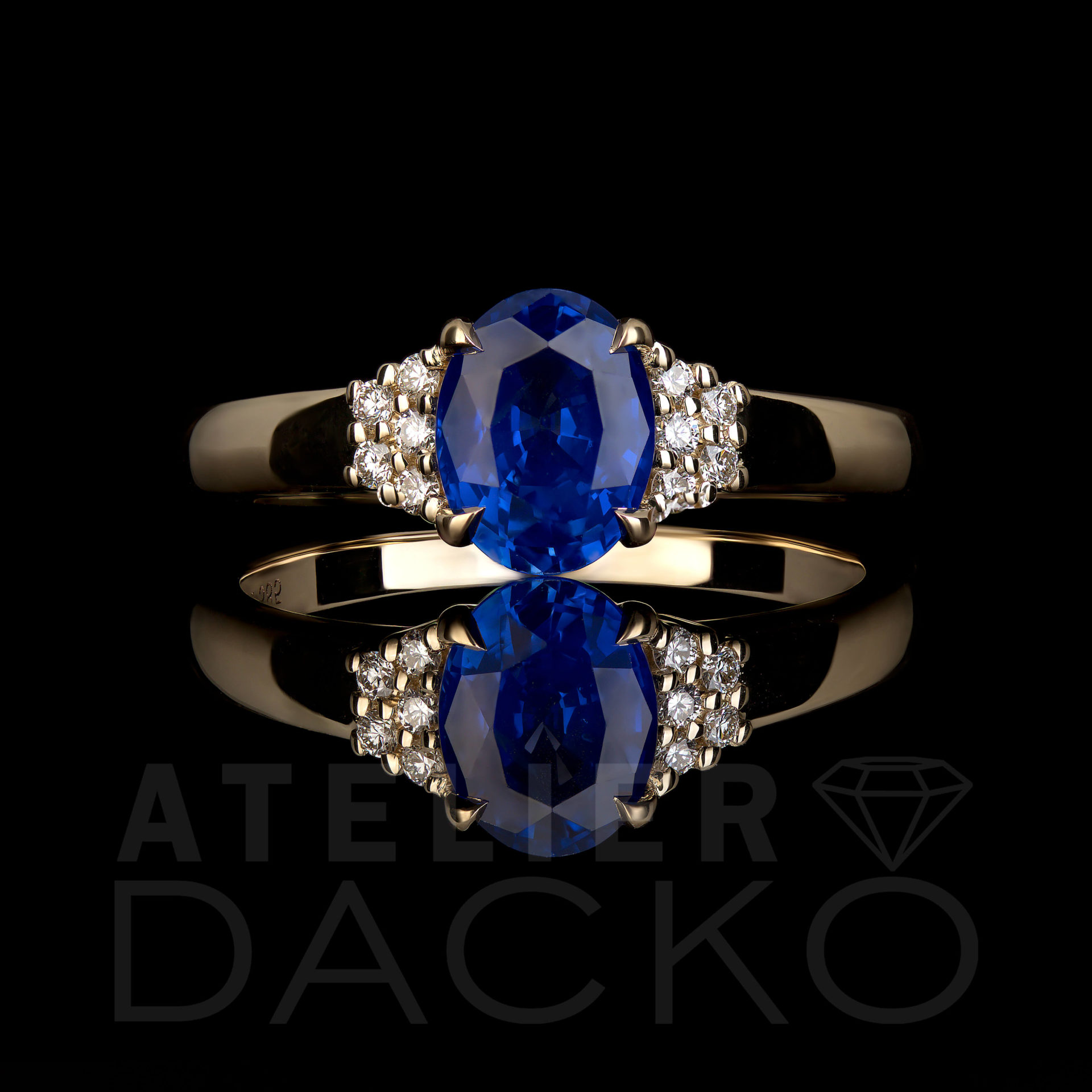 Front Facing 1.43 CT Oval Ceylon Sapphire Engagement Ring