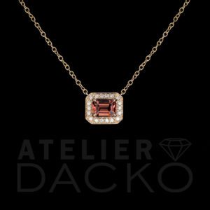 Front Facing 1.38 CT Orange Spinel Pendant with Vintage Inspired Halo