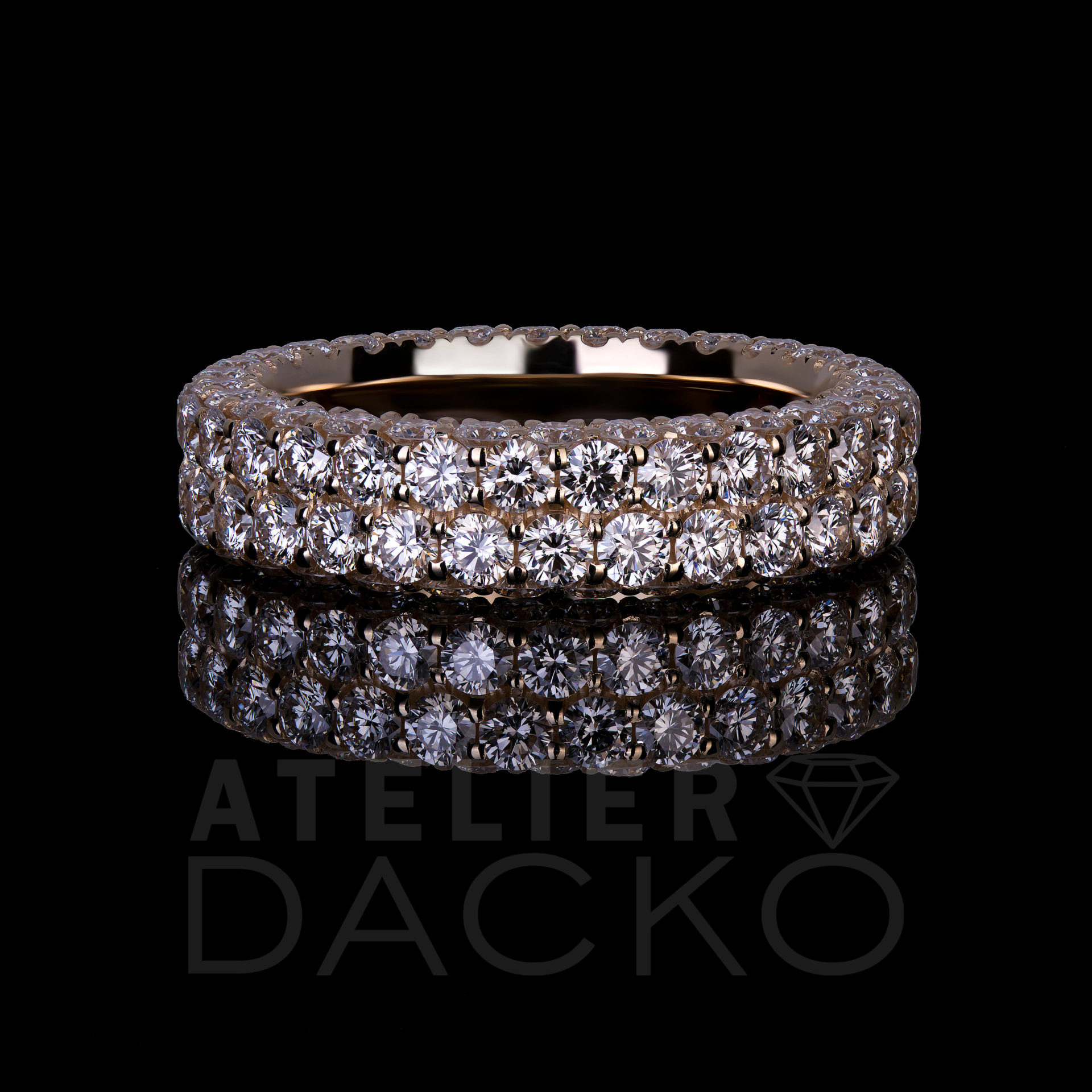 AD062-Two Row Three-Sided Wedding Band in Rose Gold-1
