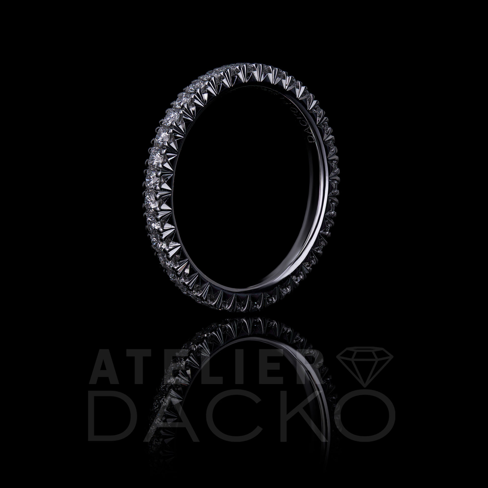 Side Facing Platinum Fishtail Diamond Eternity Ring