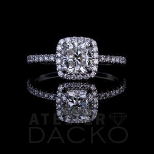 AD072-1.00 CT Cushion Cut Diamond Engagement Ring with Halo-1