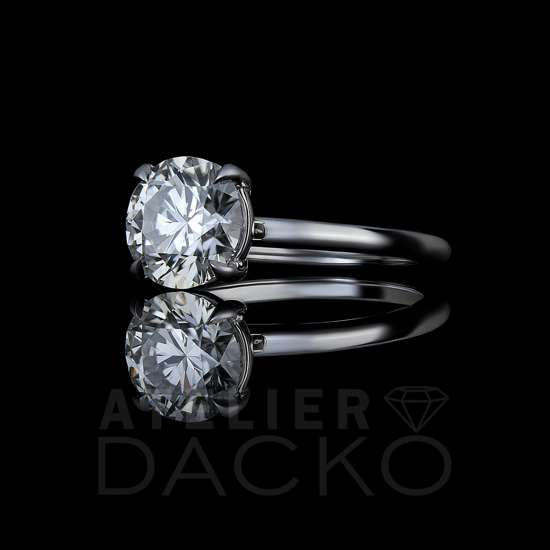 Side Facing 1.72 CT Diamond Solitaire Engagement Ring in Platinum