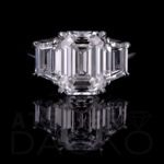 Front Facing 3.00 CT Emerald Cut Diamond Engagement Ring in Three-Stone Setting