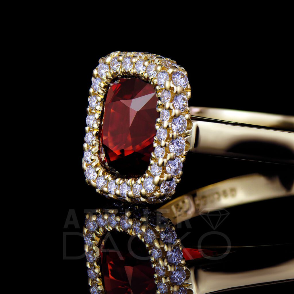 Side Close Up Facing Vivid Red Spinel Ring