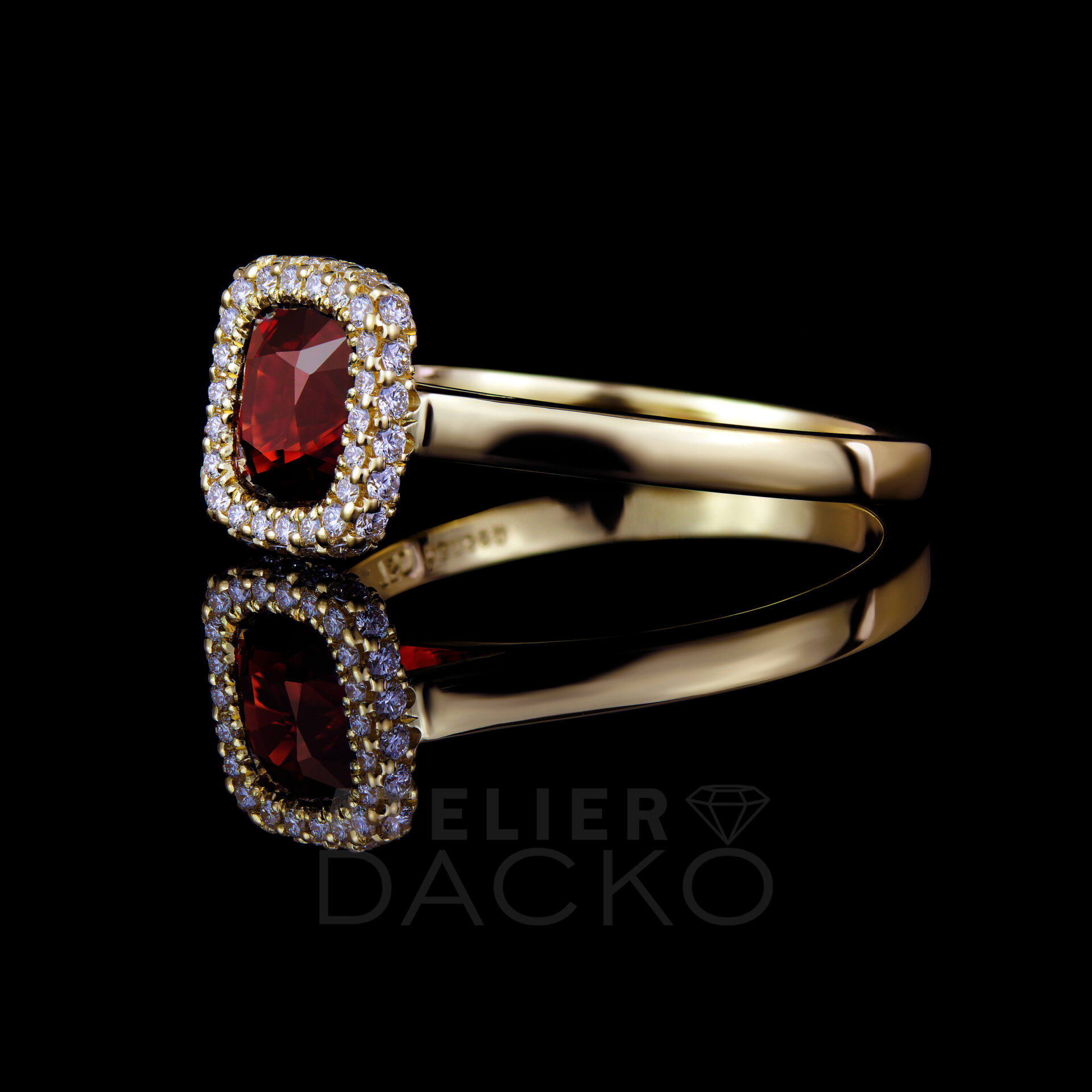 Side Facing Vivid Red Spinel Ring