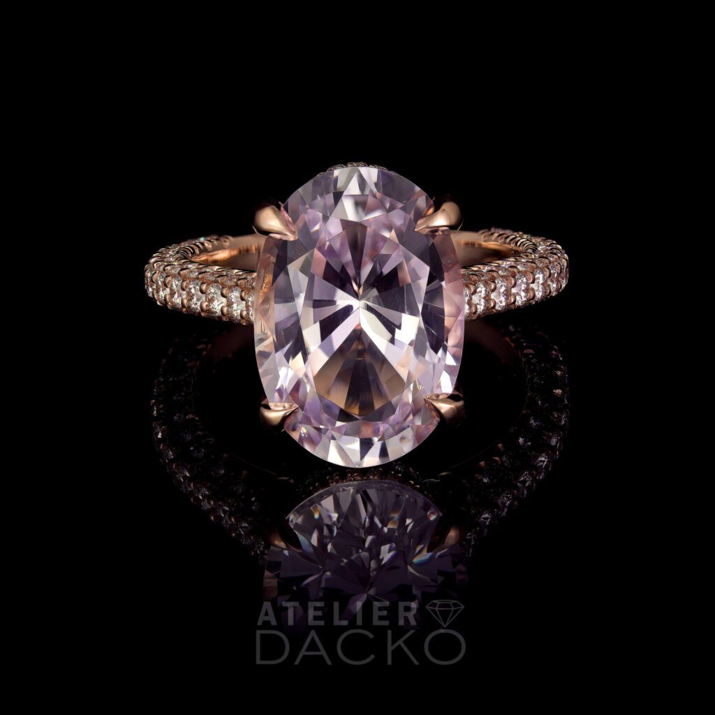 Front Facing 3 CT Pastel Pink Sapphire Engagement Ring