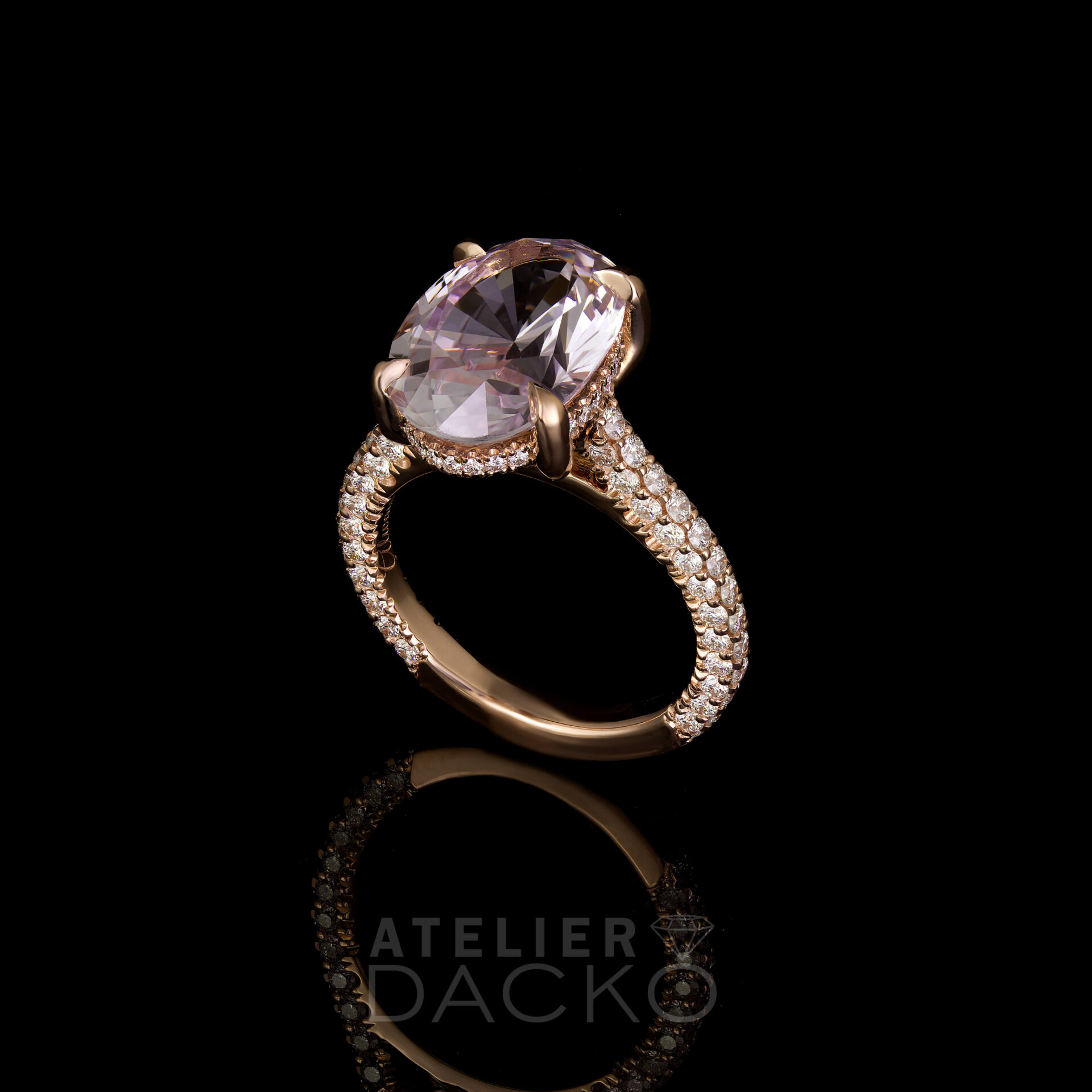 Bottom of 3 CT Pastel Pink Sapphire Engagement Ring