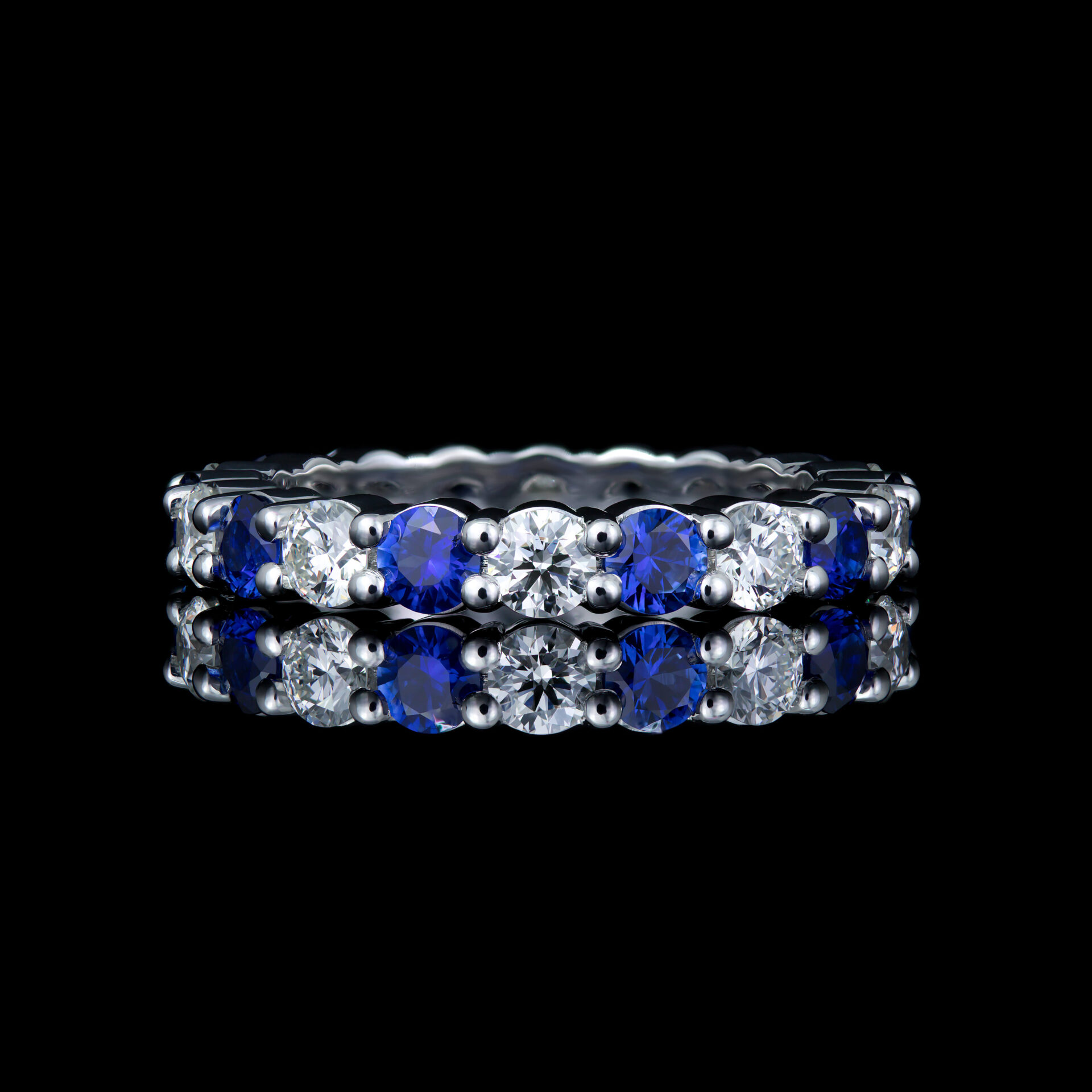 Front Facing Sapphire and Diamond Eternity Band