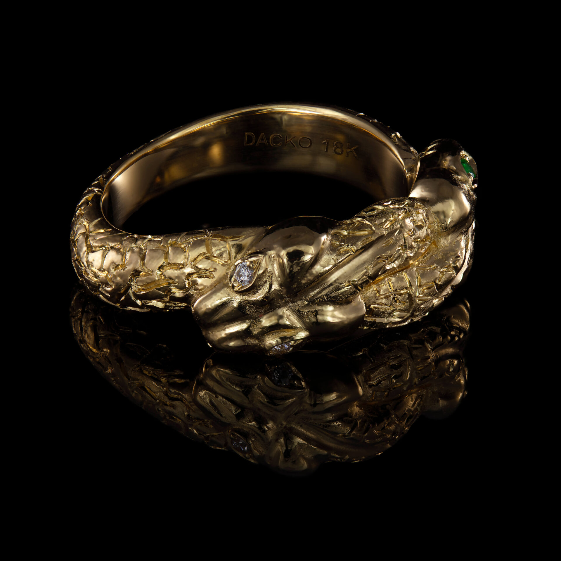 Side Facing Two Headed Snake Ring