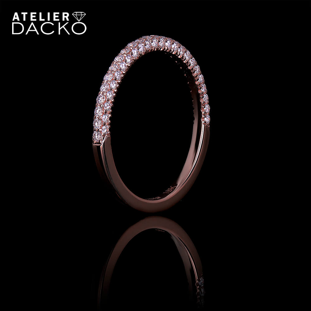 Side Facing 3 Sided Pavé Stacker Band Rose Gold