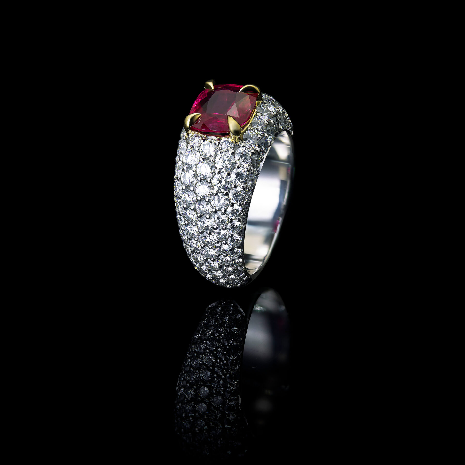 Side Facing 2 CT Ruby Bombay Ring